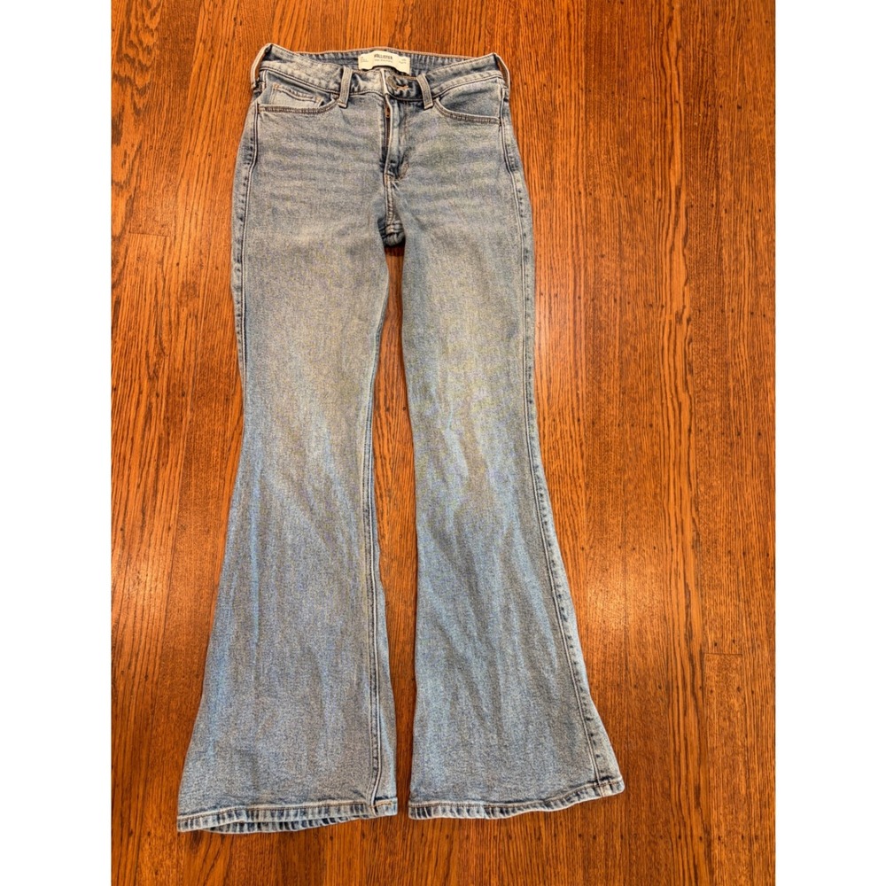 Hollister High Rise Flare Jeans Light Wash W26 2R Bell Bottom Y2K Denim